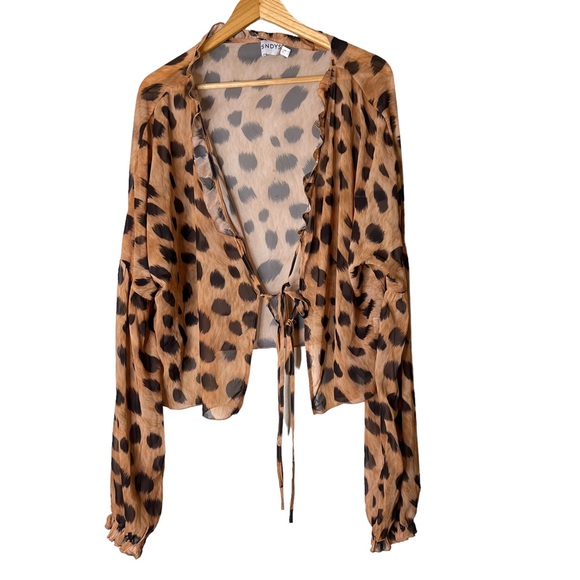 SNYDS 2 Piece Leopard Set Isle Tie Top And Pull On Pants - Picture 4 of 11